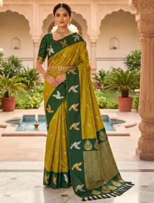 Mehendi Green Art Silk Traditional Pattern Zari Woven Saree FABSA23007