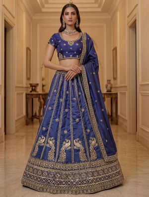 Midnight Violet Art Silk Semi Stitched Lehenga Choli FABLE20597