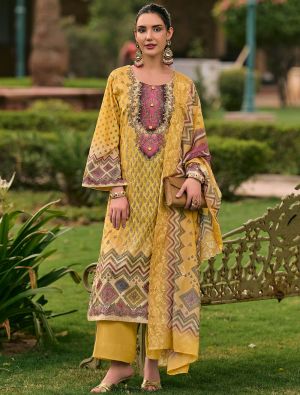 Mustard Yellow Lawn Cotton Digital Printed Pakistani Salwar Kameez FABSL22598