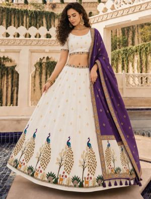 Off White Rayon Festive Lehenga Choli FABLE20617