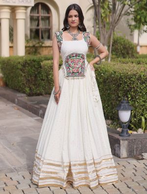 Off White Rayon Ready To Wear Lehenga Choli Set FABLE20622