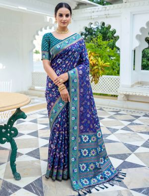 Royal Blue Banarasi Art Silk Saree With Brocade-Style Weaving FABSA23151