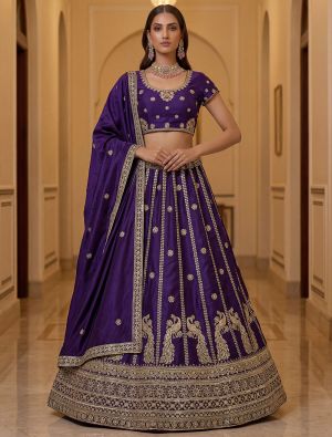 Royal Indigo Art Silk Semi Stitched Lehenga Choli FABLE20595