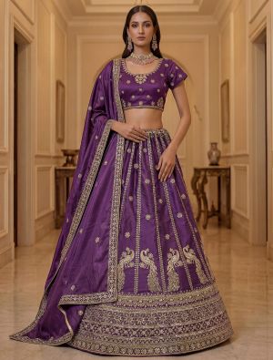 Royal Purple Art Silk Semi Stitched Lehenga Choli FABLE20594