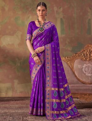 Royal Purple Banarasi Soft Art Silk Saree With Jacquard Weaving FABSA23051