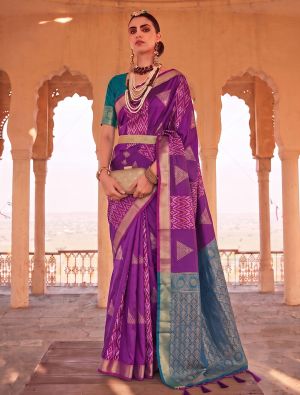 Royal Purple Soft Art Silk Saree With Gold Zari Weaving FABSA23068