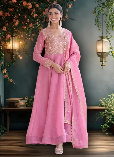 Pink Indian gowns for women UK — pretty party wear in rose and fuchsia