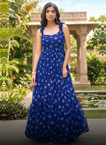 Blue Indo Western dresses for women UK — electric and navy fusion styles
