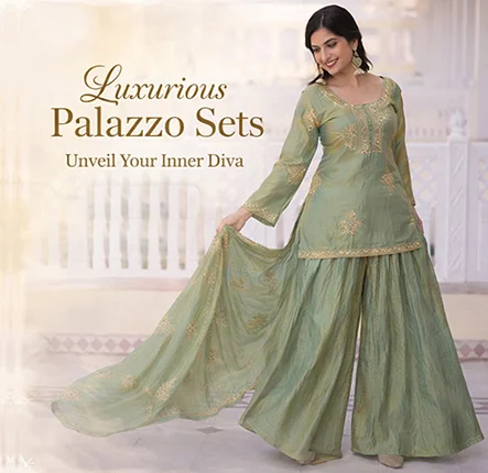 Elegant palazzo suits for women UK — wide-leg ethnic fashion at Fabanza